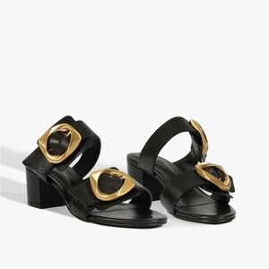 SCHUTZ Black Sandals with Gold Accents